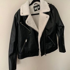 Charlotte Russe leather warm fur jacket